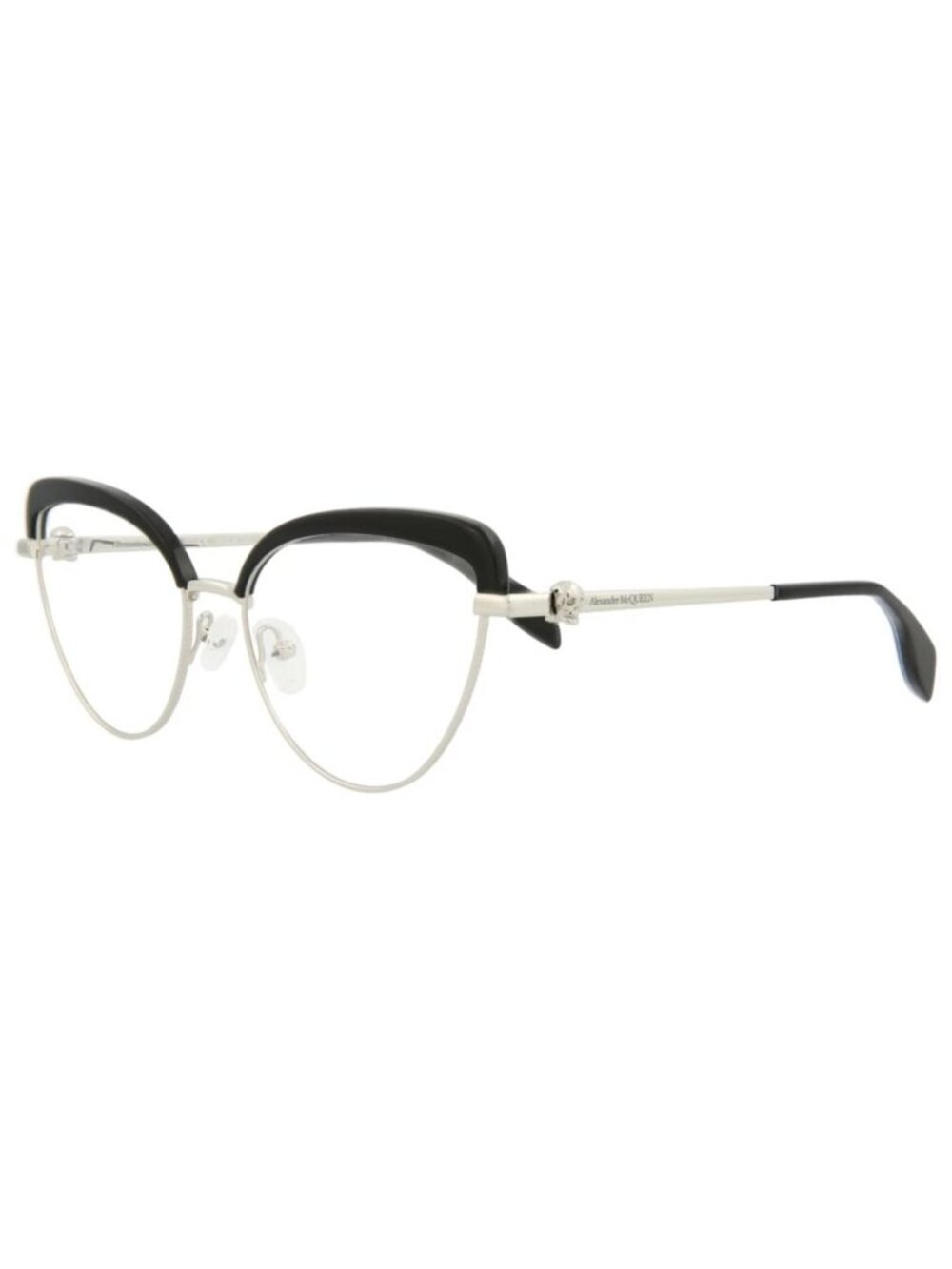 New Alexander McQueen Women's Eyeglasses Cat Eye Metal Frame Silver Silver Eyew